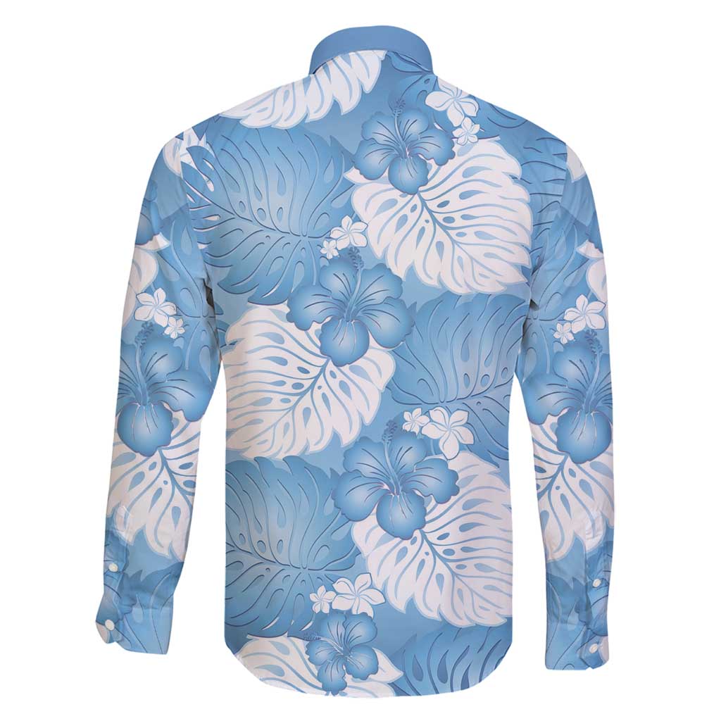 Blue Aloha Hawaii Family Matching Puletasi and Hawaiian Shirt Monstera Hibiscus Plumeria Seamless Vibes LT14 - Polynesian Pride