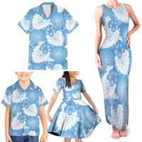 Blue Aloha Hawaii Family Matching Tank Maxi Dress and Hawaiian Shirt Monstera Hibiscus Plumeria Seamless Vibes - Polynesian Pride