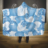 Blue Aloha Hawaii Hooded Blanket Monstera Hibiscus Plumeria Seamless Vibes LT14 - Polynesian Pride