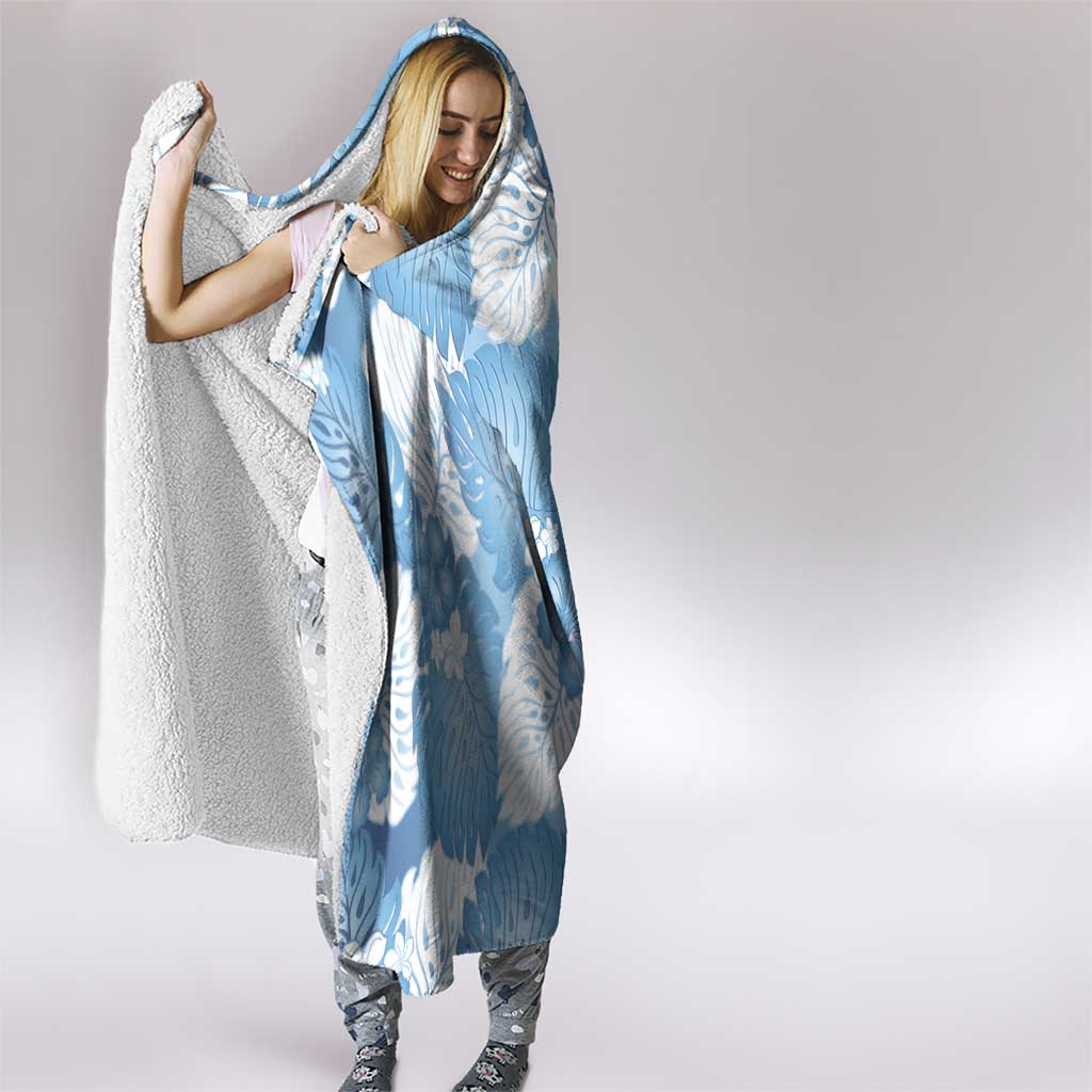Blue Aloha Hawaii Hooded Blanket Monstera Hibiscus Plumeria Seamless Vibes LT14 - Polynesian Pride