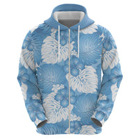 Blue Aloha Hawaii Hoodie Monstera Hibiscus Plumeria Seamless Vibes - Polynesian Pride