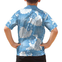 Blue Aloha Hawaii Kid Hawaiian Shirt Monstera Hibiscus Plumeria Seamless Vibes LT14 - Polynesian Pride