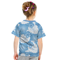 Blue Aloha Hawaii Kid T Shirt Monstera Hibiscus Plumeria Seamless Vibes LT14 - Polynesian Pride