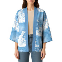 Blue Aloha Hawaii Kimono Monstera Hibiscus Plumeria Seamless Vibes - Polynesian Pride