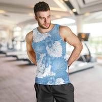 Blue Aloha Hawaii Men Tank Top Monstera Hibiscus Plumeria Seamless Vibes LT14 Blue - Polynesian Pride