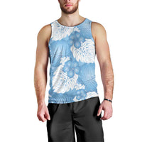 Blue Aloha Hawaii Men Tank Top Monstera Hibiscus Plumeria Seamless Vibes LT14 - Polynesian Pride