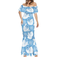 Blue Aloha Hawaii Mermaid Dress Monstera Hibiscus Plumeria Seamless Vibes - Polynesian Pride