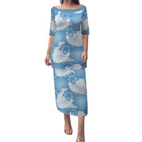 Blue Aloha Hawaii Puletasi Monstera Hibiscus Plumeria Seamless Vibes - Polynesian Pride