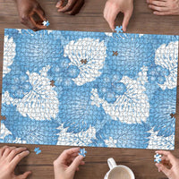 Blue Aloha Hawaii Puzzle Monstera Hibiscus Plumeria Seamless Vibes LT14 - Polynesian Pride