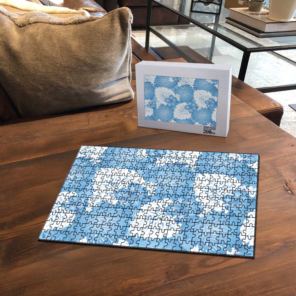 Blue Aloha Hawaii Puzzle Monstera Hibiscus Plumeria Seamless Vibes LT14 - Polynesian Pride