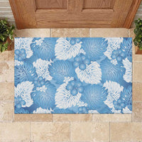 Blue Aloha Hawaii Rubber Doormat Monstera Hibiscus Plumeria Seamless Vibes LT14 Blue - Polynesian Pride