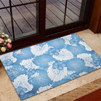 Blue Aloha Hawaii Rubber Doormat Monstera Hibiscus Plumeria Seamless Vibes LT14 - Polynesian Pride