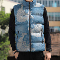 Blue Aloha Hawaii Sleeveless Puffer Jacket Monstera Hibiscus Plumeria Seamless Vibes LT14 - Polynesian Pride