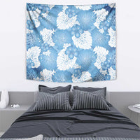 Blue Aloha Hawaii Tapestry Monstera Hibiscus Plumeria Seamless Vibes - Polynesian Pride