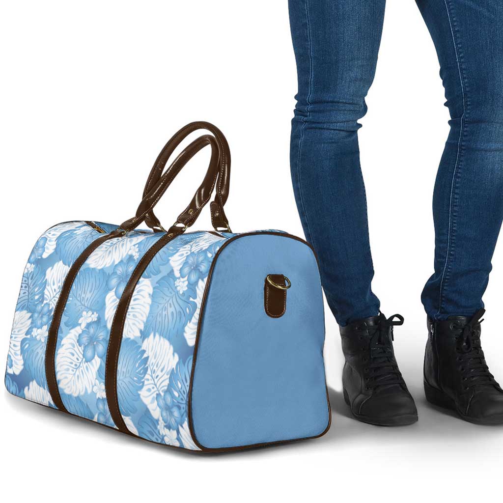 Blue Aloha Hawaii Travel Bag Monstera Hibiscus Plumeria Seamless Vibes - Polynesian Pride