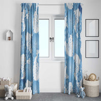 Blue Aloha Hawaii Window Curtain Monstera Hibiscus Plumeria Seamless Vibes - Polynesian Pride