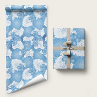 Blue Aloha Hawaii Wrapping Paper Monstera Hibiscus Plumeria Seamless Vibes - Polynesian Pride