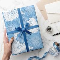 Blue Aloha Hawaii Wrapping Paper Monstera Hibiscus Plumeria Seamless Vibes - Polynesian Pride