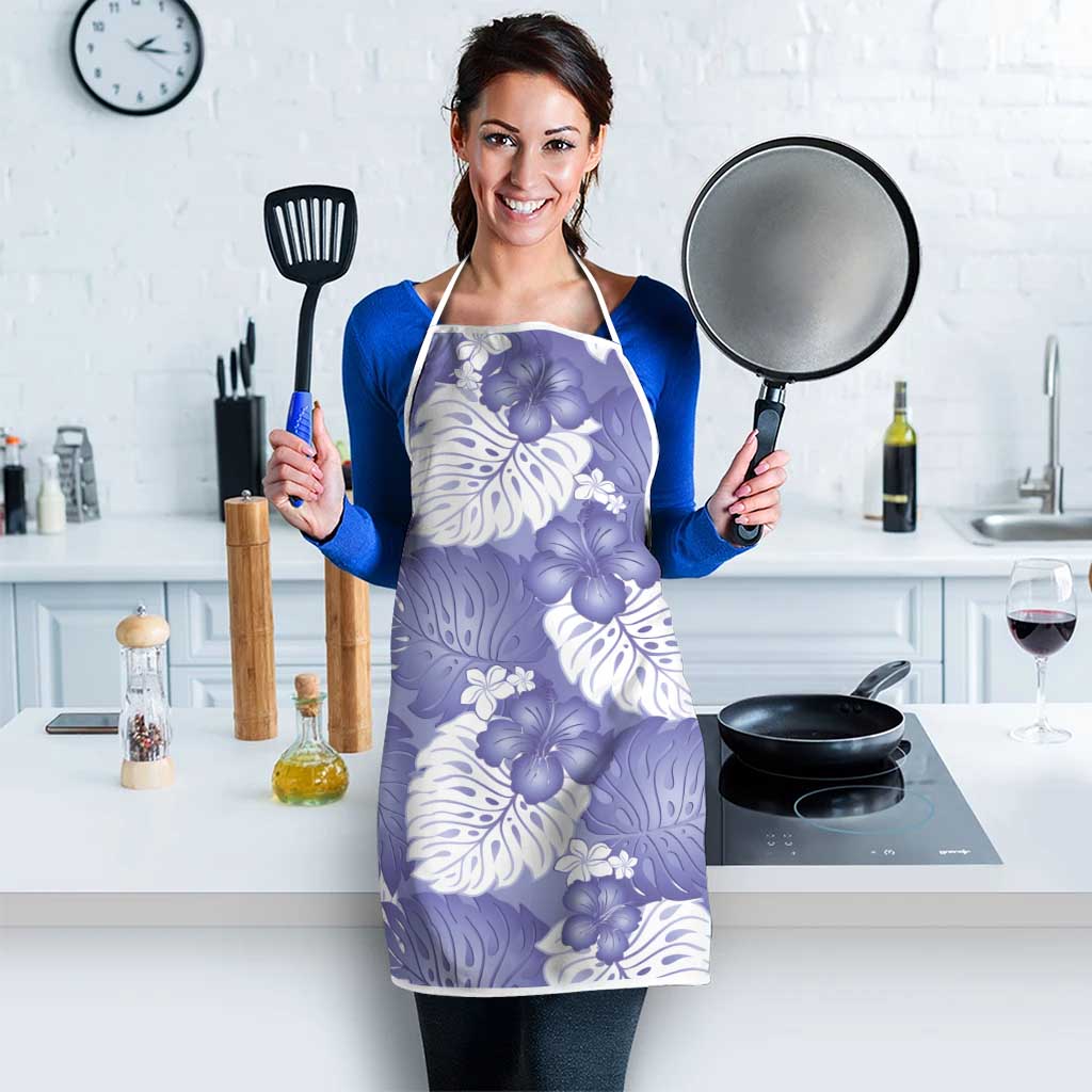 Purple Aloha Hawaii Apron Monstera Hibiscus Plumeria Seamless Vibes - Polynesian Pride