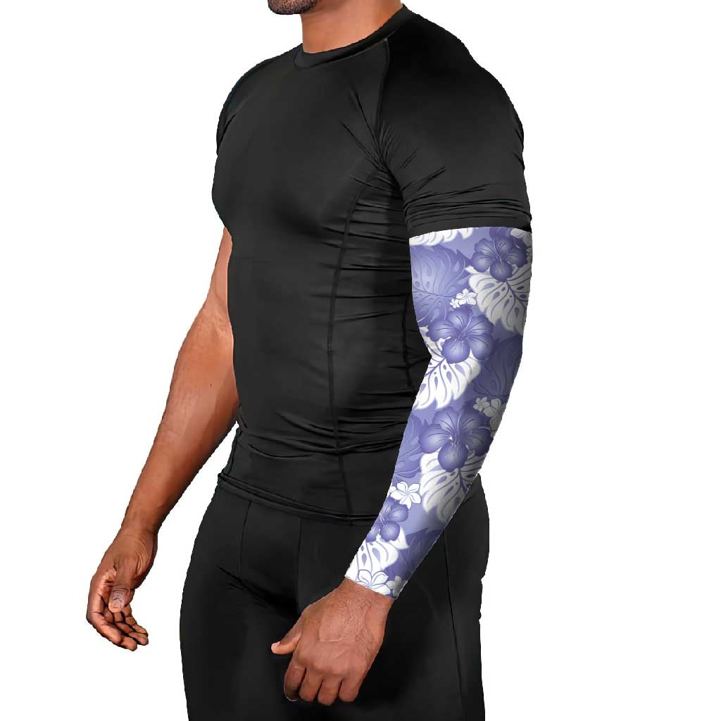 Purple Aloha Hawaii Arm Sleeves Monstera Hibiscus Plumeria Seamless Vibes - Polynesian Pride