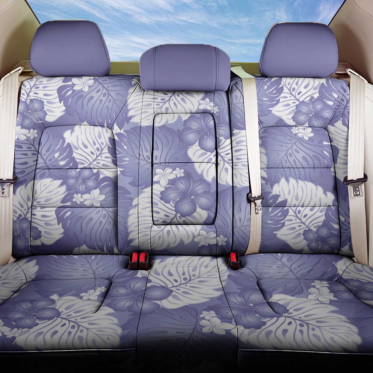 Purple Aloha Hawaii Back Car Seat Cover Monstera Hibiscus Plumeria Seamless Vibes - Polynesian Pride