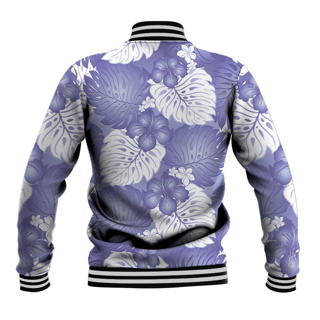 Purple Aloha Hawaii Baseball Jacket Monstera Hibiscus Plumeria Seamless Vibes LT14 - Polynesian Pride
