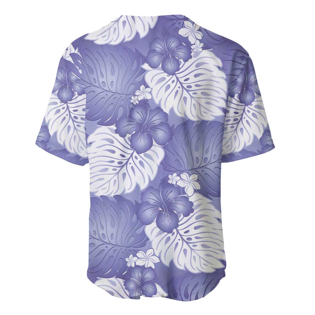 Purple Aloha Hawaii Baseball Jersey Monstera Hibiscus Plumeria Seamless Vibes - Polynesian Pride