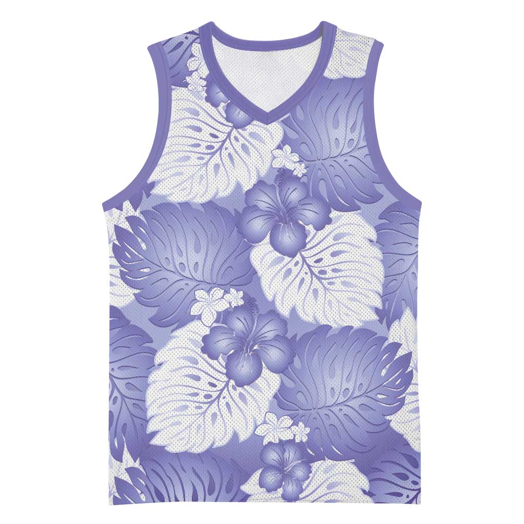Purple Aloha Hawaii Basketball Jersey Monstera Hibiscus Plumeria Seamless Vibes LT14 Unisex Purple - Polynesian Pride