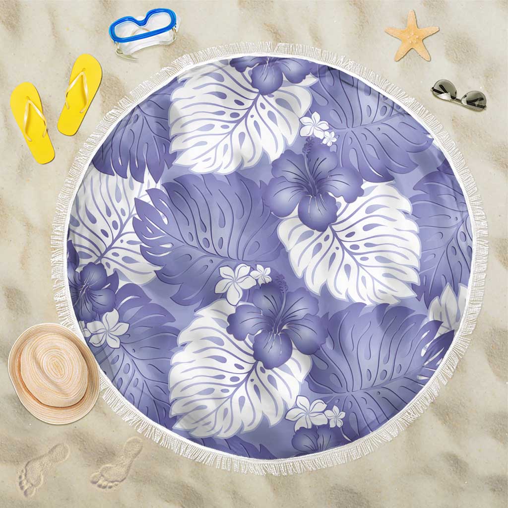 Purple Aloha Hawaii Beach Blanket Monstera Hibiscus Plumeria Seamless Vibes LT14 One Size 150cm Purple - Polynesian Pride