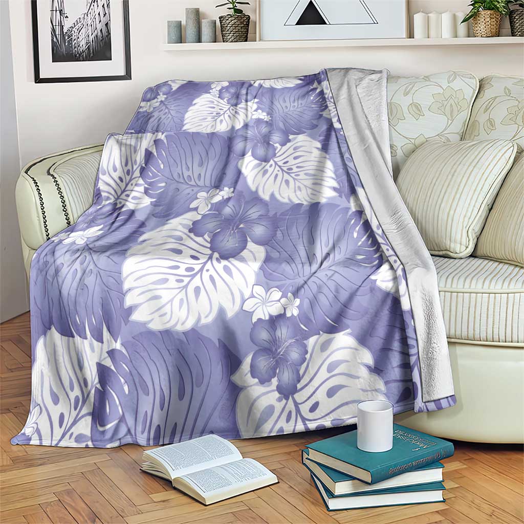 Purple Aloha Hawaii Blanket Monstera Hibiscus Plumeria Seamless Vibes - Polynesian Pride