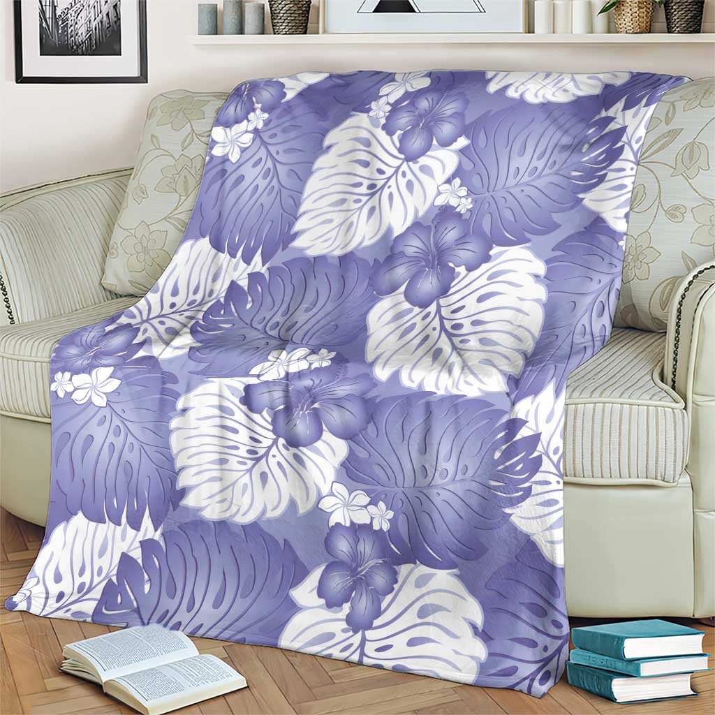 Purple Aloha Hawaii Blanket Monstera Hibiscus Plumeria Seamless Vibes - Polynesian Pride