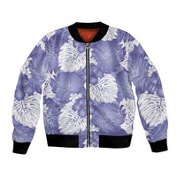 Purple Aloha Hawaii Bomber Jacket Monstera Hibiscus Plumeria Seamless Vibes - Polynesian Pride