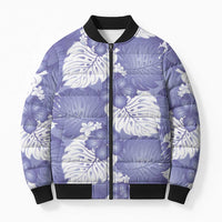 Purple Aloha Hawaii Bomber Puffer Jacket Monstera Hibiscus Plumeria Seamless Vibes LT14 Unisex Purple - Polynesian Pride