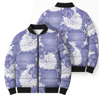 Purple Aloha Hawaii Bomber Puffer Jacket Monstera Hibiscus Plumeria Seamless Vibes LT14 - Polynesian Pride
