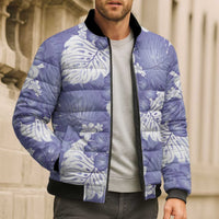 Purple Aloha Hawaii Bomber Puffer Jacket Monstera Hibiscus Plumeria Seamless Vibes LT14 - Polynesian Pride