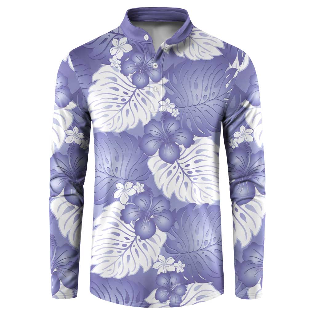 Purple Aloha Hawaii Button Sweatshirt Monstera Hibiscus Plumeria Seamless Vibes LT14 Purple - Polynesian Pride