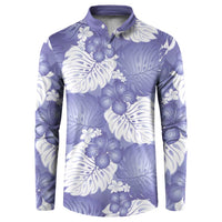 Purple Aloha Hawaii Button Sweatshirt Monstera Hibiscus Plumeria Seamless Vibes LT14 Purple - Polynesian Pride