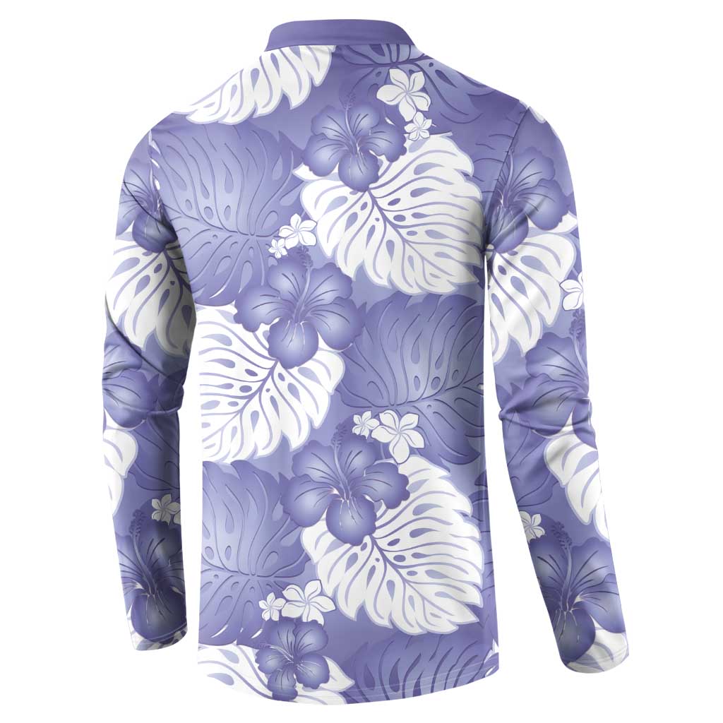 Purple Aloha Hawaii Button Sweatshirt Monstera Hibiscus Plumeria Seamless Vibes LT14 - Polynesian Pride