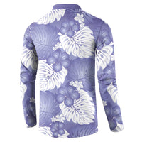 Purple Aloha Hawaii Button Sweatshirt Monstera Hibiscus Plumeria Seamless Vibes LT14 - Polynesian Pride