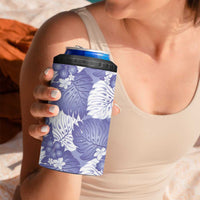 Purple Aloha Hawaii 4 in 1 Can Cooler Tumbler Monstera Hibiscus Plumeria Seamless Vibes - Polynesian Pride