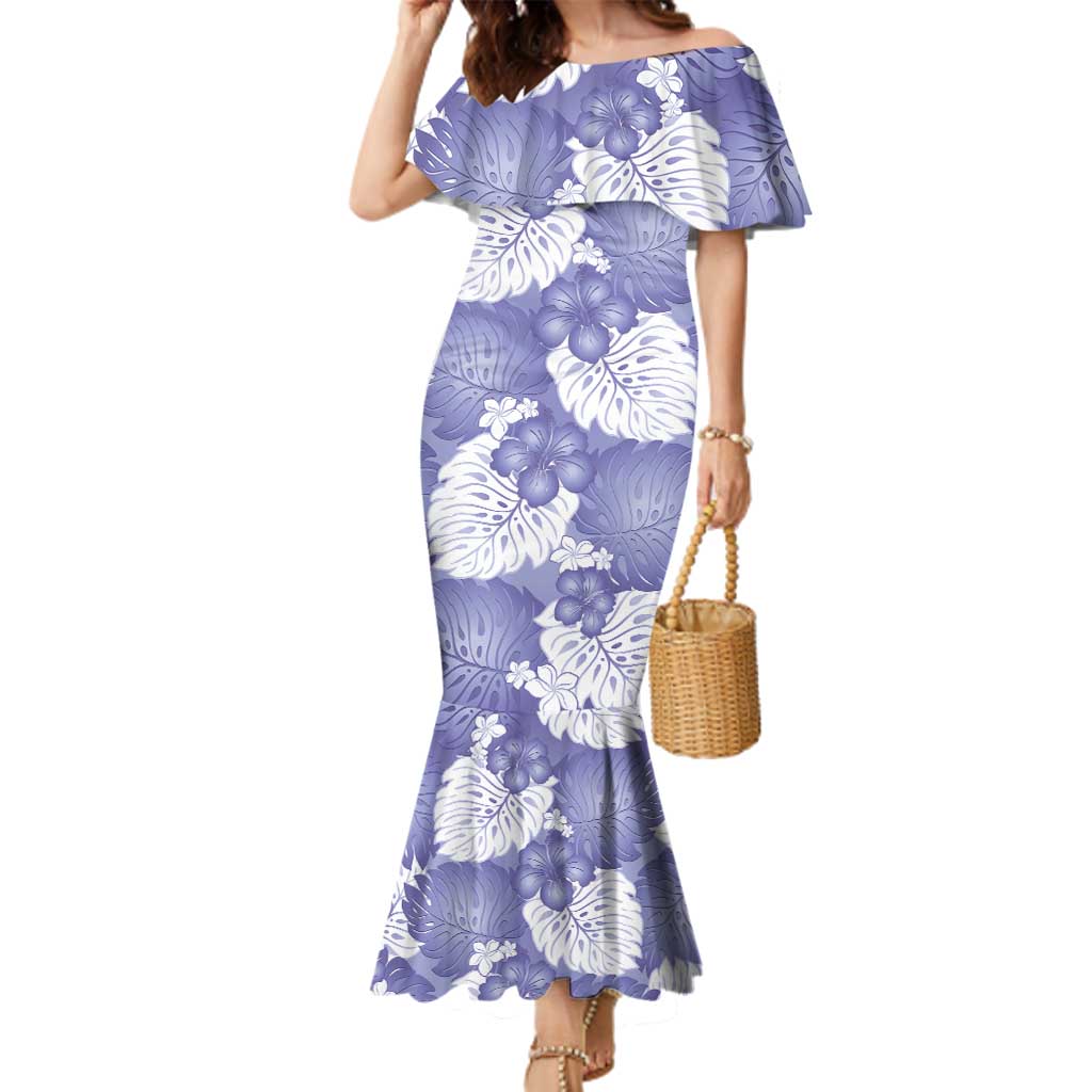 Purple Aloha Hawaii Family Matching Mermaid Dress and Hawaiian Shirt Monstera Hibiscus Plumeria Seamless Vibes - Polynesian Pride