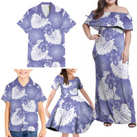 Purple Aloha Hawaii Family Matching Off Shoulder Maxi Dress and Hawaiian Shirt Monstera Hibiscus Plumeria Seamless Vibes - Polynesian Pride