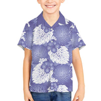 Purple Aloha Hawaii Family Matching Off Shoulder Short Dress and Hawaiian Shirt Monstera Hibiscus Plumeria Seamless Vibes - Polynesian Pride