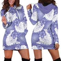 Purple Aloha Hawaii Hoodie Dress Monstera Hibiscus Plumeria Seamless Vibes - Polynesian Pride