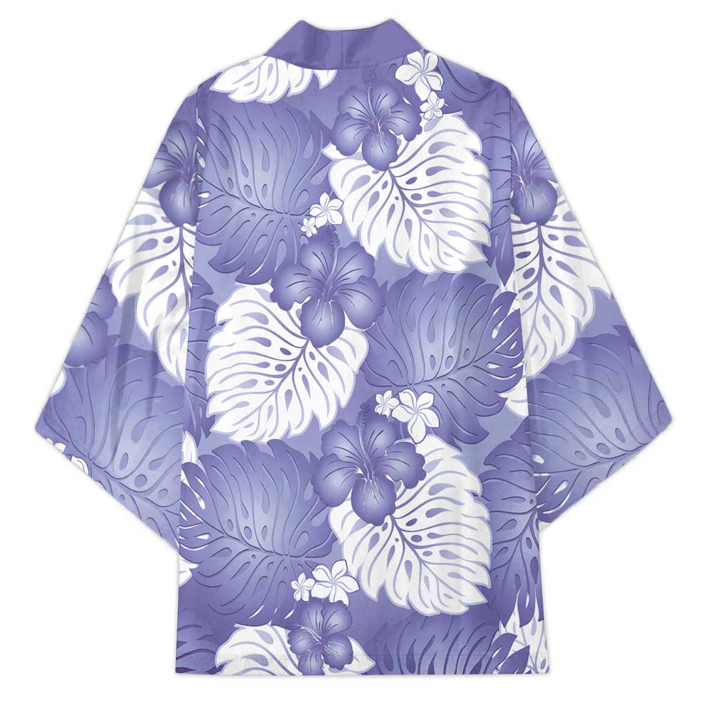 Purple Aloha Hawaii Kimono Monstera Hibiscus Plumeria Seamless Vibes - Polynesian Pride