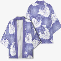 Purple Aloha Hawaii Kimono Monstera Hibiscus Plumeria Seamless Vibes - Polynesian Pride