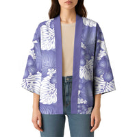 Purple Aloha Hawaii Kimono Monstera Hibiscus Plumeria Seamless Vibes - Polynesian Pride