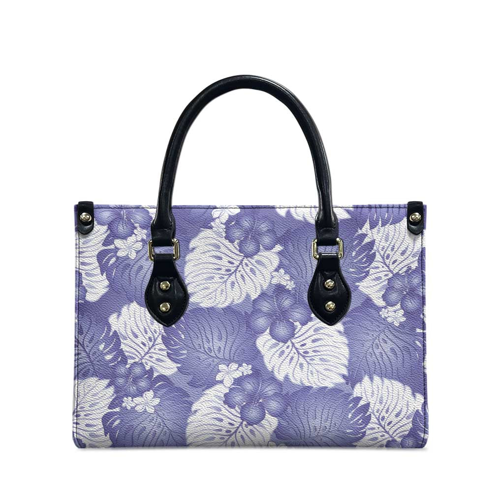 Purple Aloha Hawaii Leather Bag Monstera Hibiscus Plumeria Seamless Vibes - Polynesian Pride