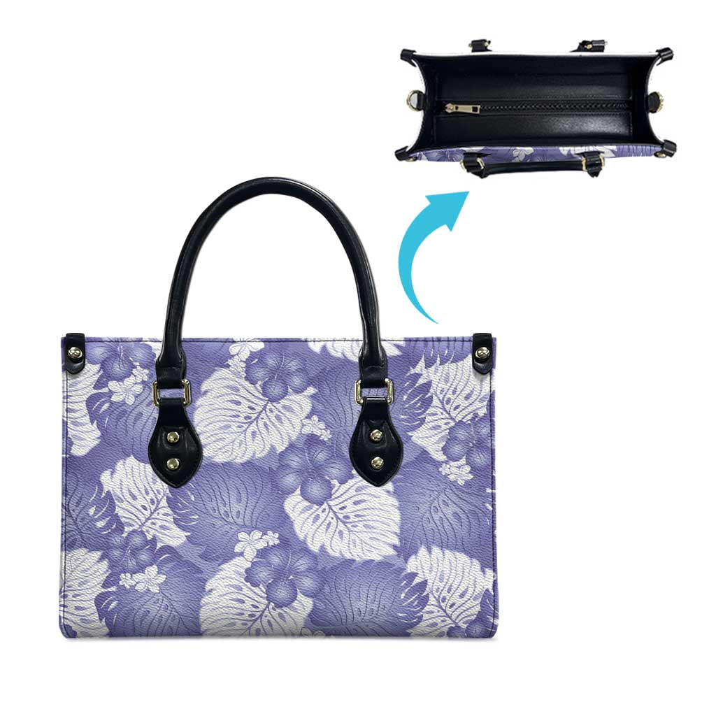 Purple Aloha Hawaii Leather Bag Monstera Hibiscus Plumeria Seamless Vibes - Polynesian Pride