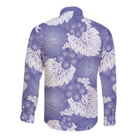 Purple Aloha Hawaii Long Sleeve Button Shirt Monstera Hibiscus Plumeria Seamless Vibes LT14 - Polynesian Pride